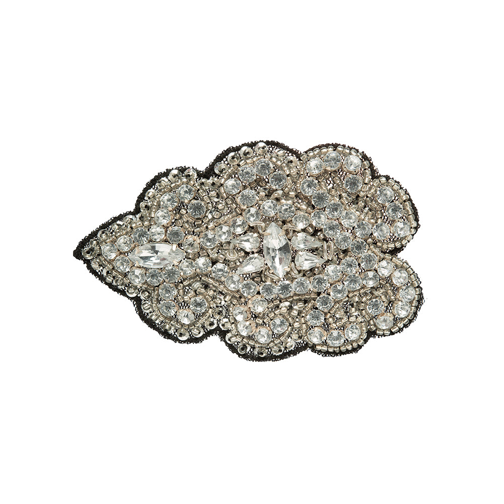 Crystal and Gray Abstract Beaded Rhinestone Applique - 3.5 x 2.375 Crystal and Gray Abstract Beaded Rhinestone Applique - 3.5 x 2.375