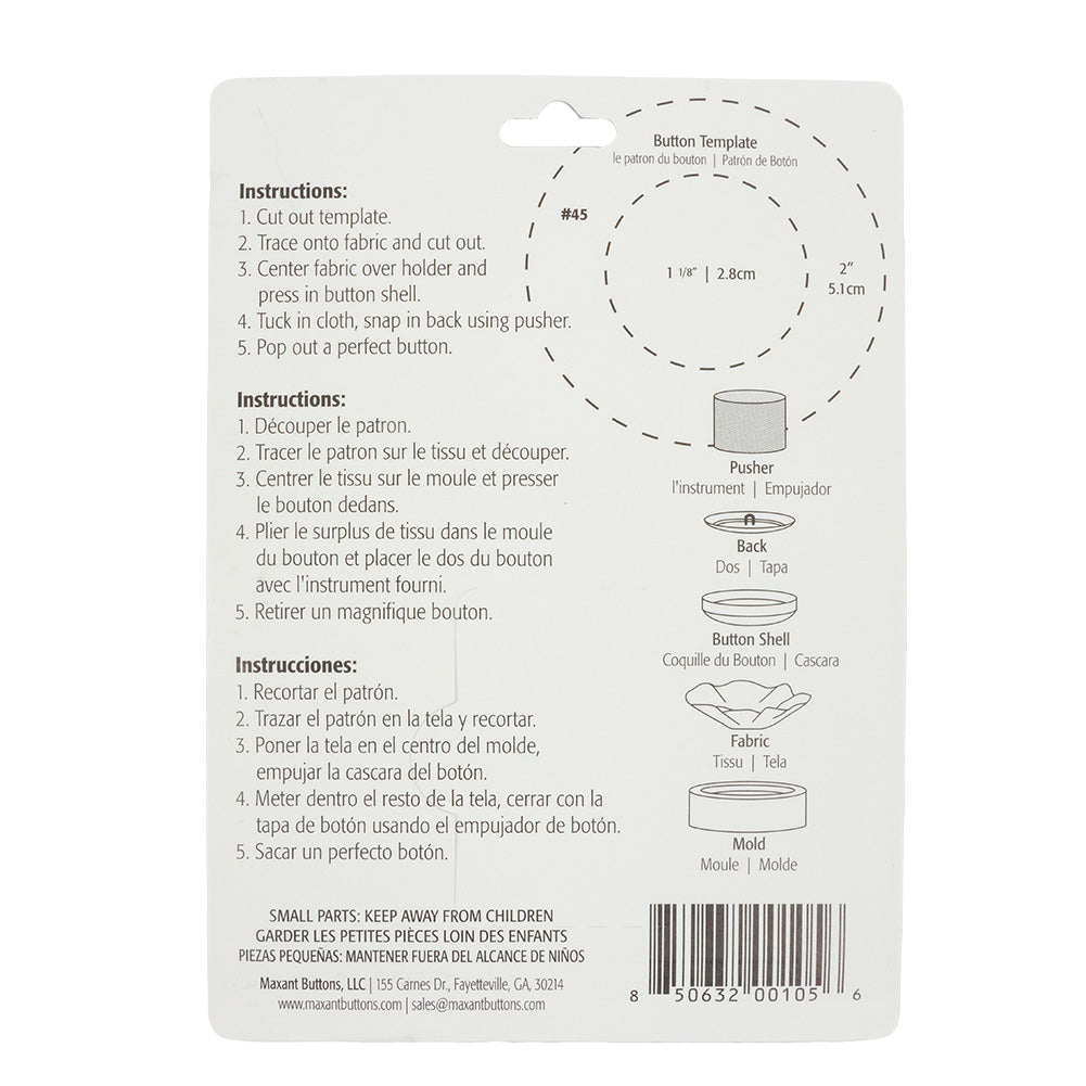 Maxant Button Cover Kit - Size 45 Detail