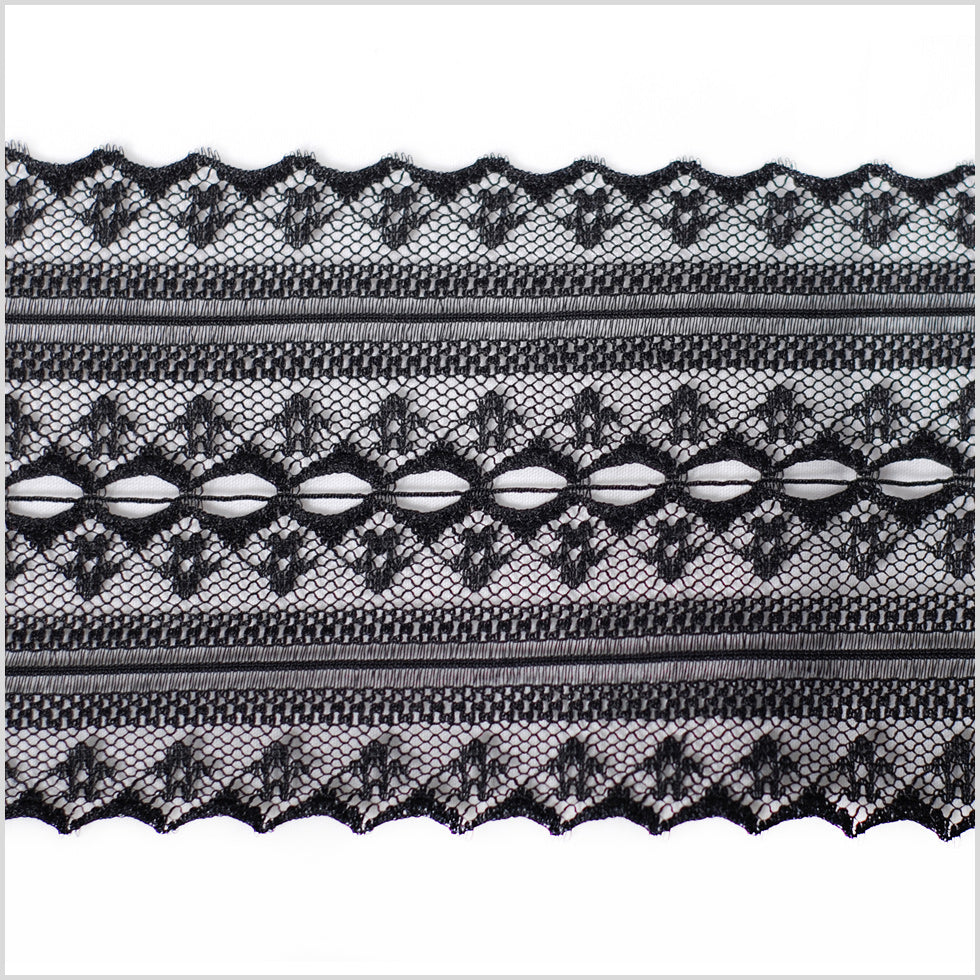 Black Sheer Lace Trimming - 3.25" Black Sheer Lace Trimming - 3.25"