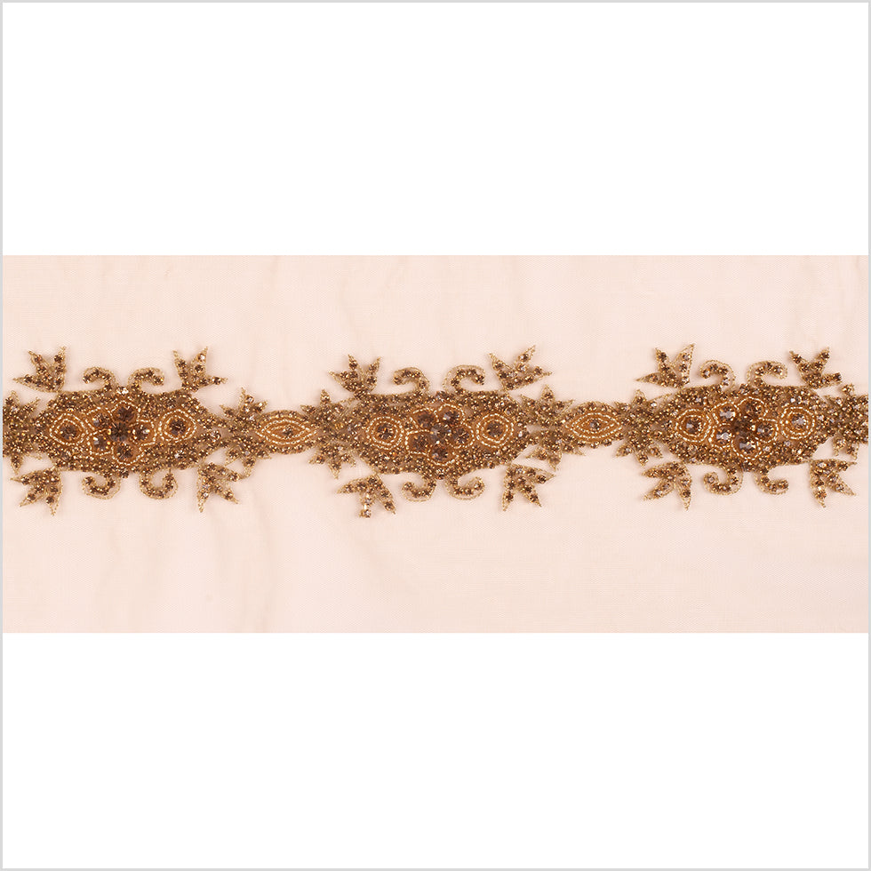 2.5 Gold/Light Colorado Topaz Fancy Beaded Rhinestone Trim