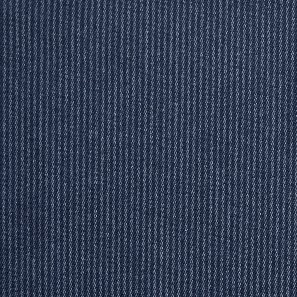 Famous NYC Designer Navy Chalk Striped Cotton Twill Famous NYC Designer Navy Chalk Striped Cotton Twill