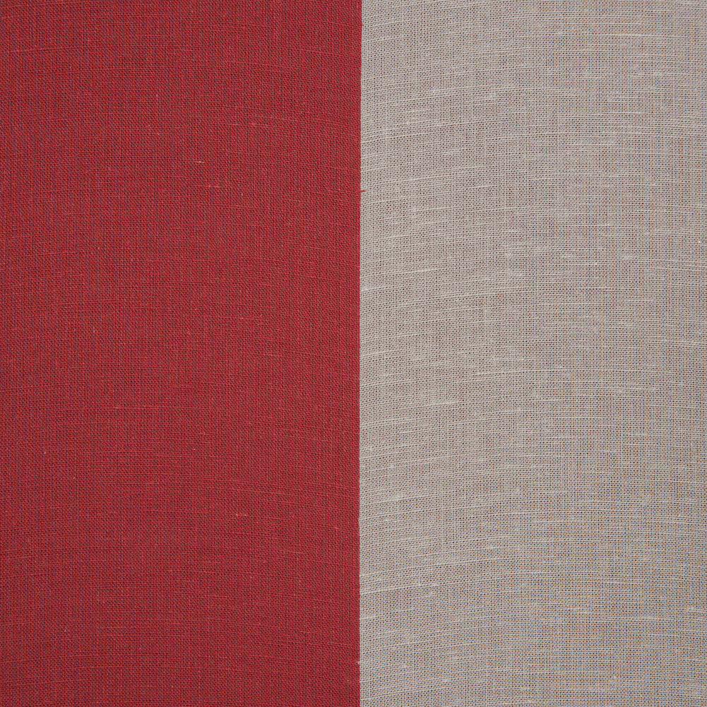 Famous NYC Designer Taupe/Rust Striped Italian Linen - Detail Famous NYC Designer Taupe/Rust Striped Italian Linen - Detail