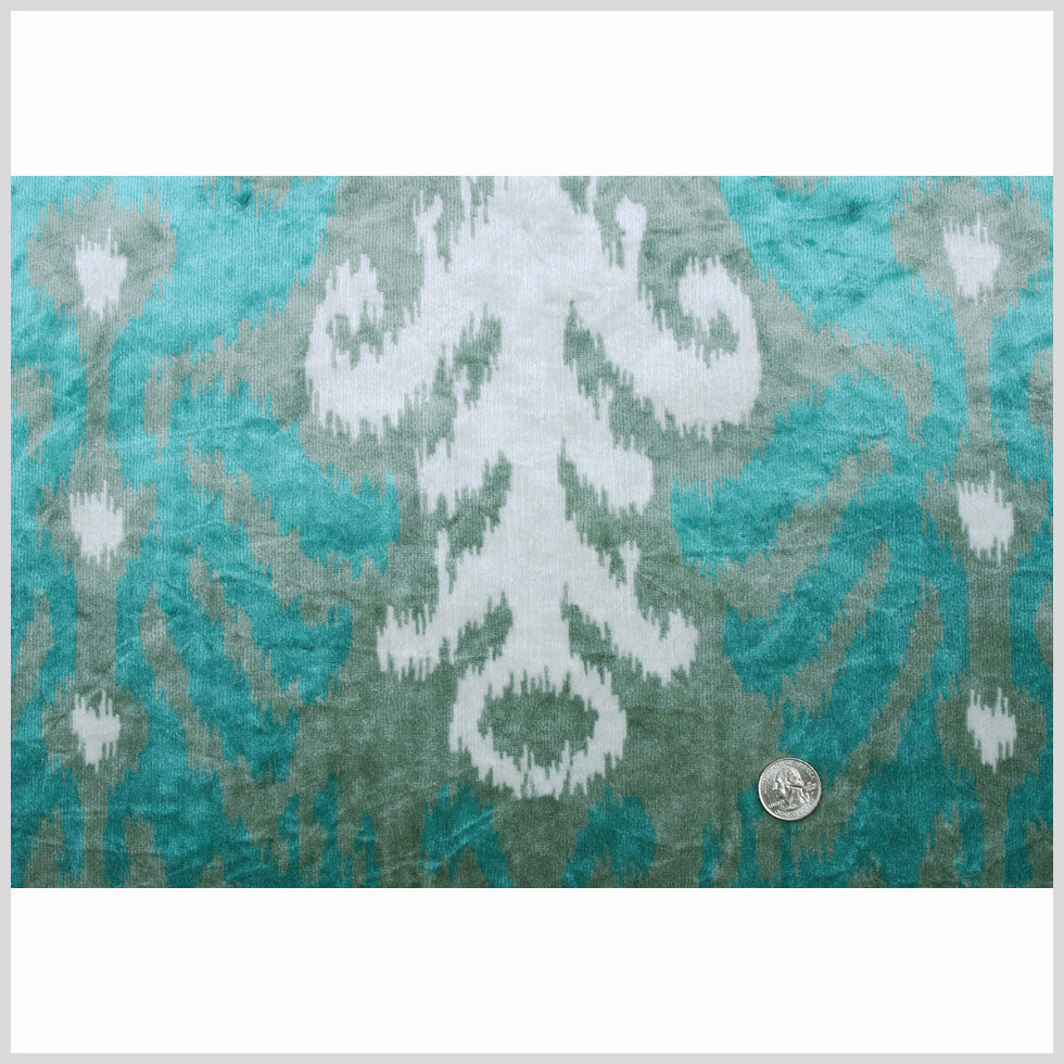 Teal Ikat Velvet - Full Teal Ikat Velvet - Full