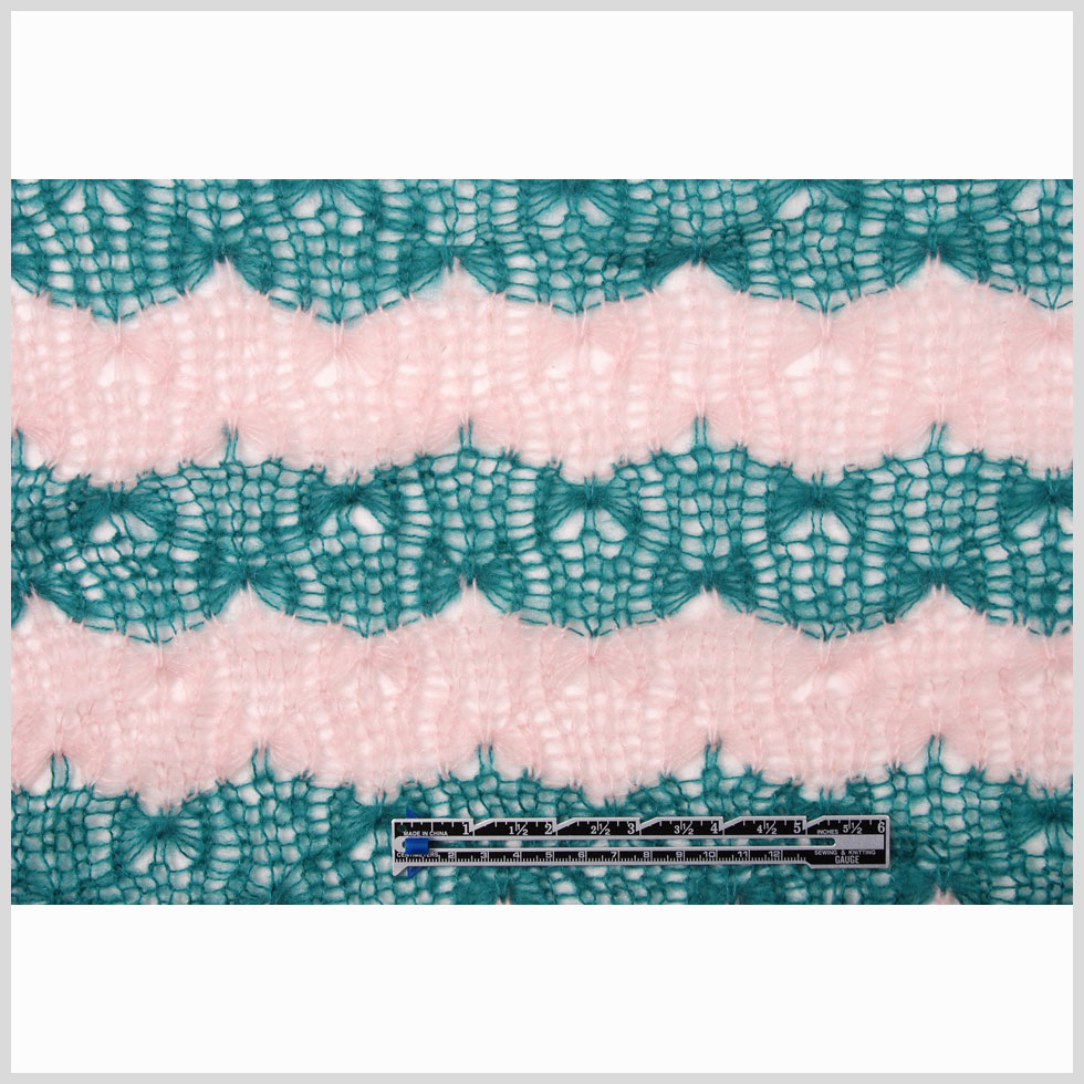 Baby Pink and Teal Blended Wool Crochet Knit Full Baby Pink and Teal Blended Wool Crochet Knit Full