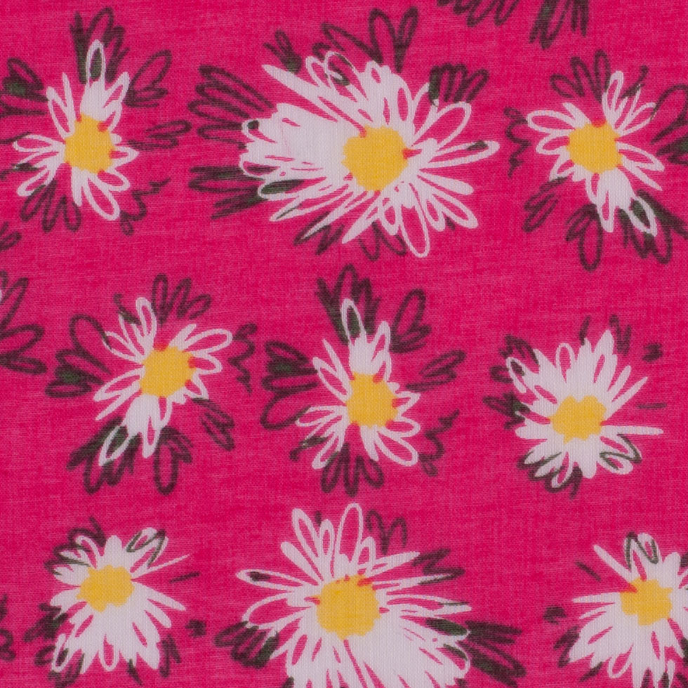 Pink Floral Cotton Voile Detail Pink Floral Cotton Voile Detail