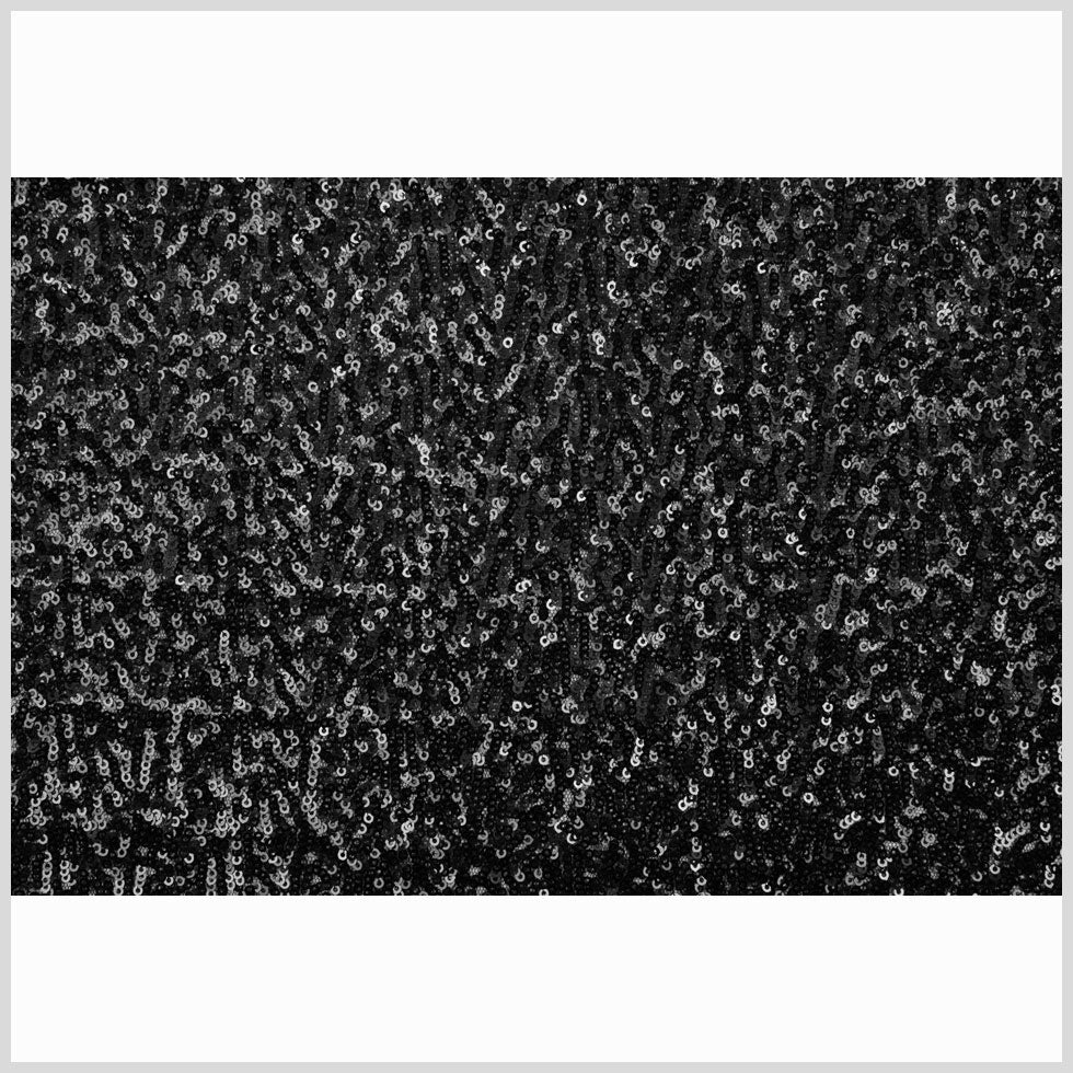 Black Solid Baby Sequins on Mesh Full Black Solid Baby Sequins on Mesh Full