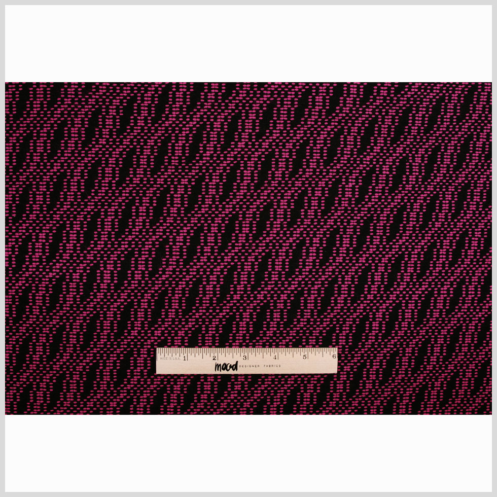 Italian Black/Fuchsia Geometric Cotton-Blend Tweed - Full Italian Black/Fuchsia Geometric Cotton-Blend Tweed - Full