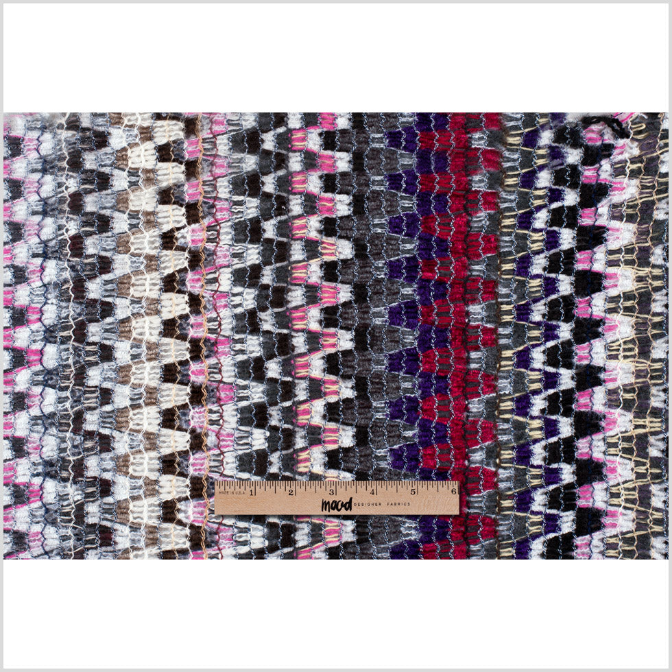 Italian Pink & Gray Multicolor Soft Flamestitch Wool Knit Full Italian Pink & Gray Multicolor Soft Flamestitch Wool Knit Full