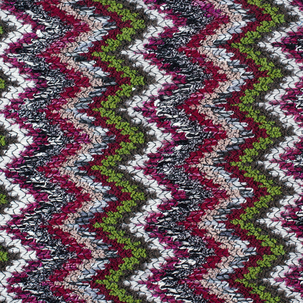 Italian Ivory & Green Multicolor Flamestitch Wool Knit Italian Ivory & Green Multicolor Flamestitch Wool Knit
