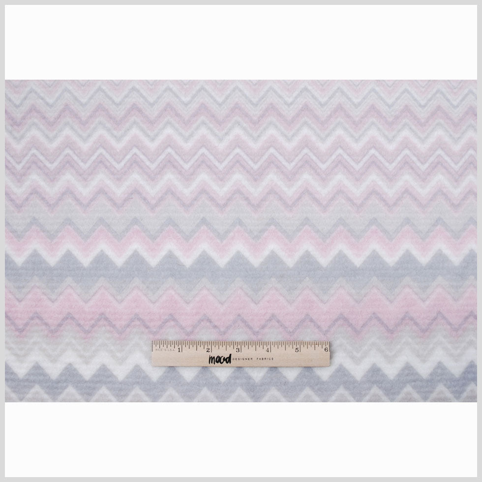 Pink-Ivory Zig Zag Missoni-like Brushed Wool Coating Full Pink-Ivory Zig Zag Missoni-like Brushed Wool Coating Full