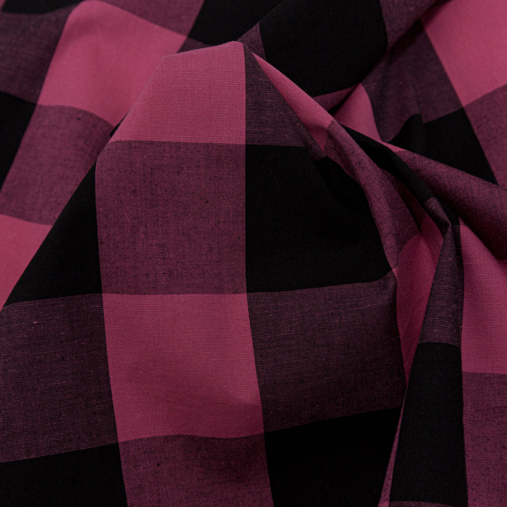 Lilac Rose and Black Buffalo Check Cotton Shirting Detail Lilac Rose and Black Buffalo Check Cotton Shirting Detail