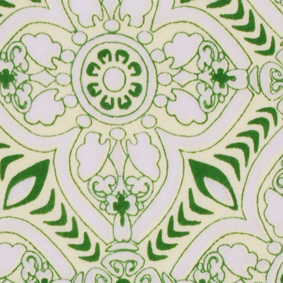 Yellow-Green Floral Burnout Polyester Jersey - Detail Yellow-Green Floral Burnout Polyester Jersey - Detail