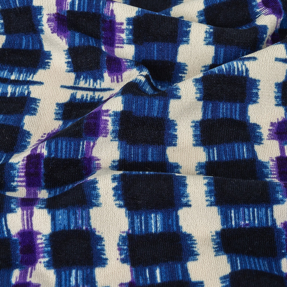 Navy, Purple, and Turtledove Geometric Polyester Jersey - Detail Navy, Purple, and Turtledove Geometric Polyester Jersey - Detail