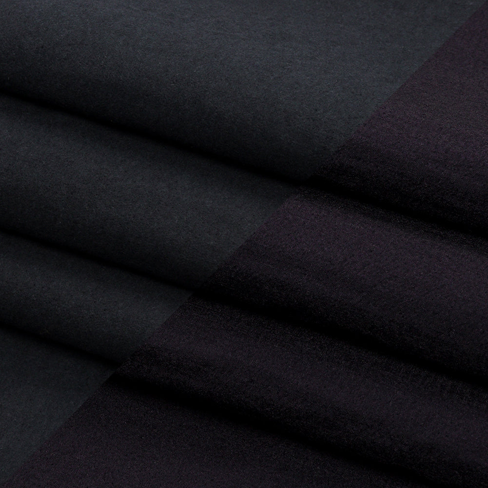 Navy Textured Polyester Woven Bonded to Gray Brushed Cotton Coating - Folded Navy Textured Polyester Woven Bonded to Gray Brushed Cotton Coating - Folded