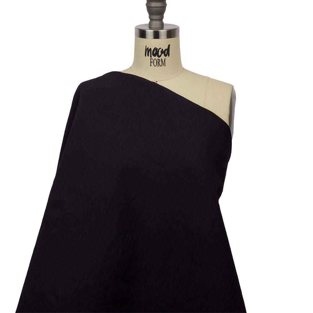 Navy Textured Polyester Woven Bonded to Gray Brushed Cotton Coating - Drape Navy Textured Polyester Woven Bonded to Gray Brushed Cotton Coating - Drape