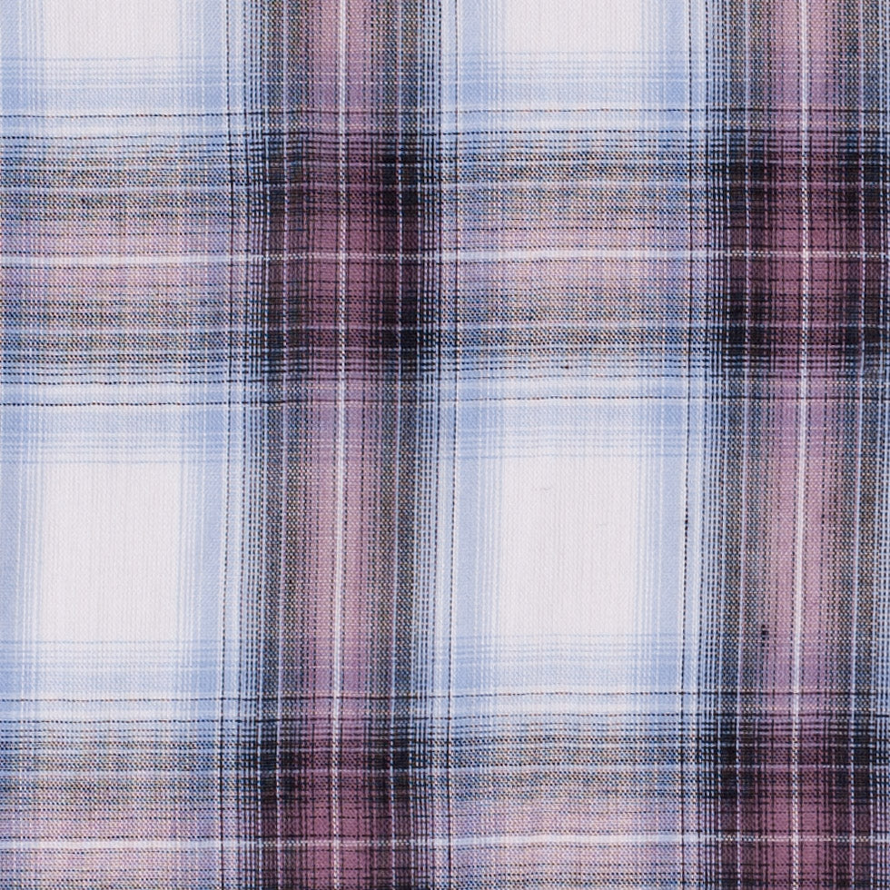 Famous NYC Designer Sky Blue/Rose Plaid Cotton Voile Detail Famous NYC Designer Sky Blue/Rose Plaid Cotton Voile Detail