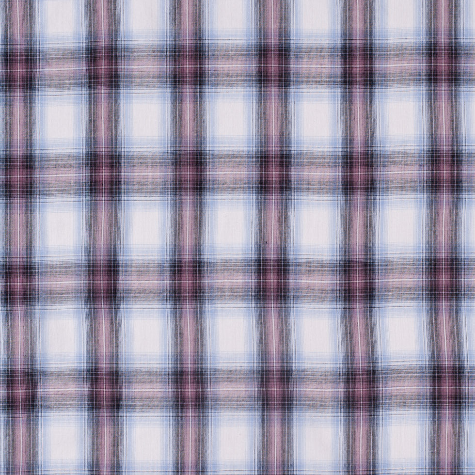 Famous NYC Designer Sky Blue/Rose Plaid Cotton Voile Famous NYC Designer Sky Blue/Rose Plaid Cotton Voile