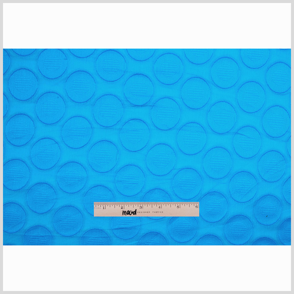 Bright Aqua Polka Dots Embroidered Cotton Voile - Full Bright Aqua Polka Dots Embroidered Cotton Voile - Full