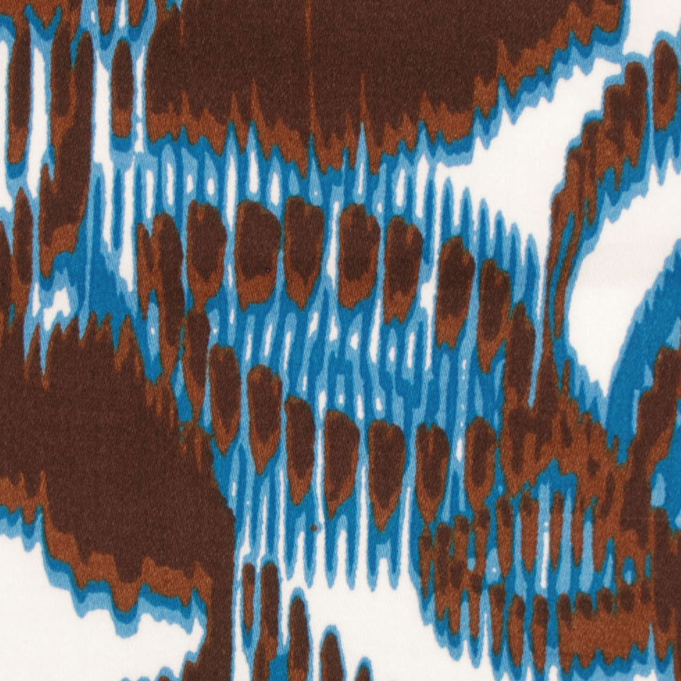 Blue-Brown Floral Cotton Sateen Print Detail Blue-Brown Floral Cotton Sateen Print Detail