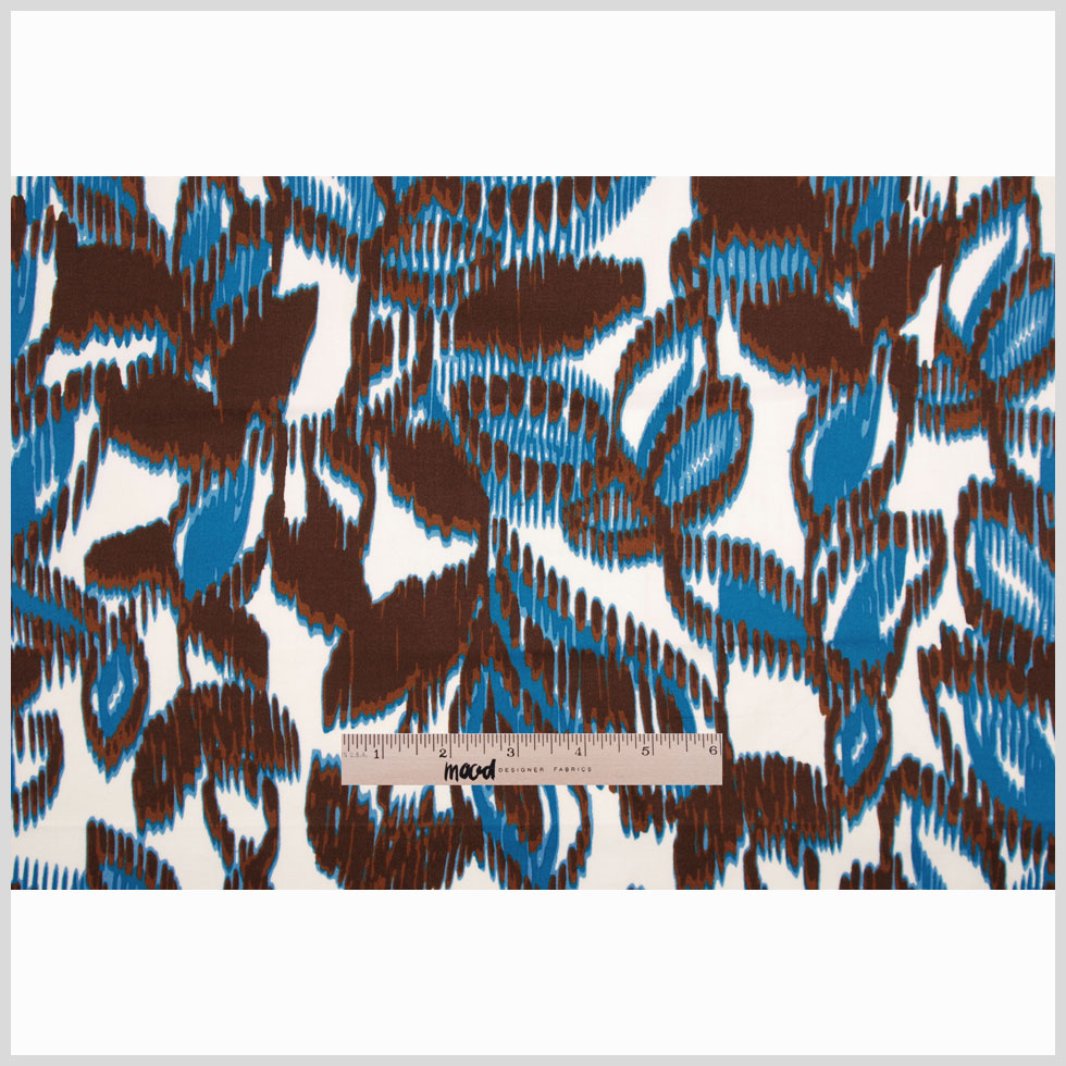 Blue-Brown Floral Cotton Sateen Print Full Blue-Brown Floral Cotton Sateen Print Full