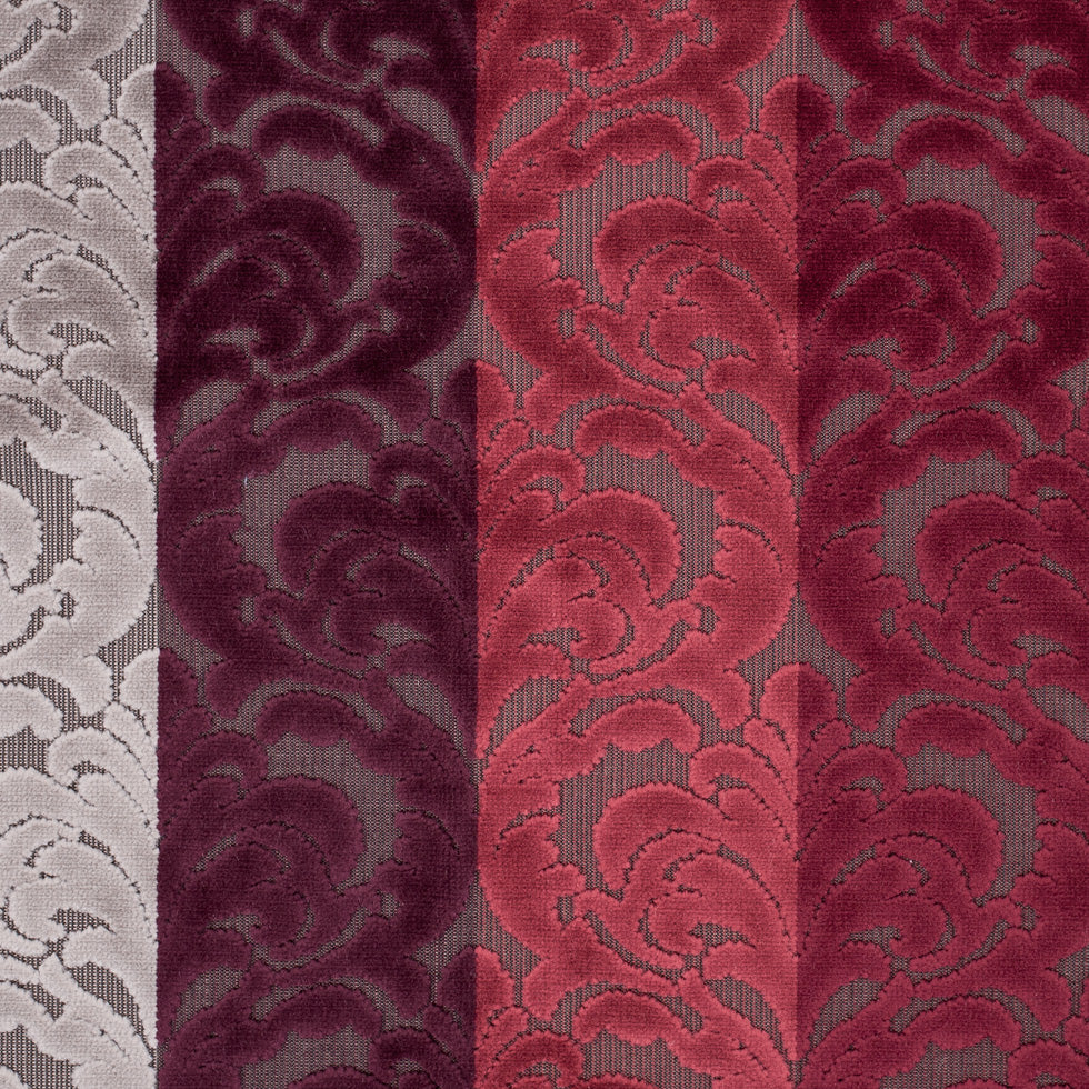 Deep Reds and Taupe Striped/Floral Cut Velvet Deep Reds and Taupe Striped/Floral Cut Velvet