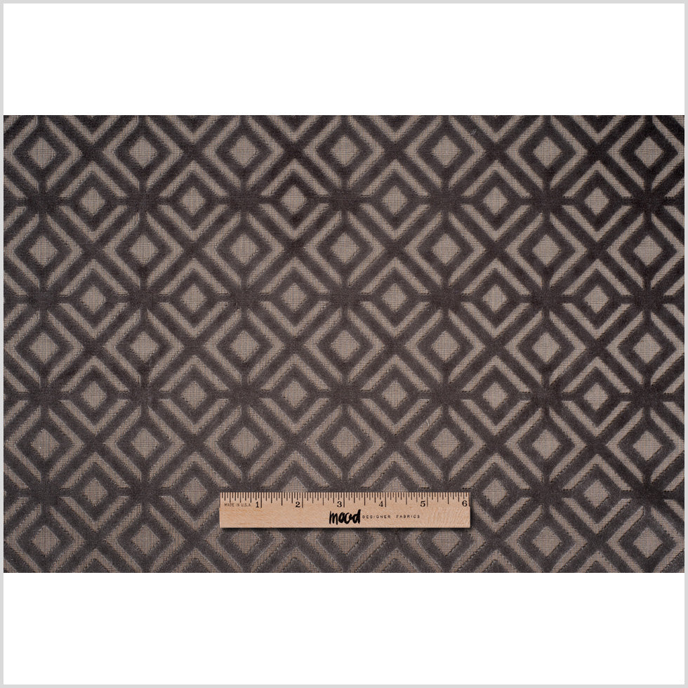 Brown Geometric Cut Velvet - Full Brown Geometric Cut Velvet - Full