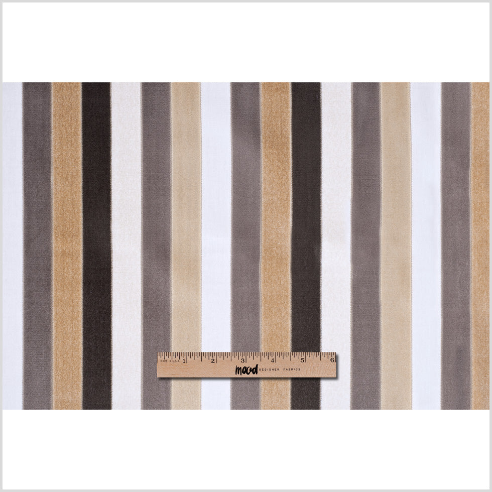 Beige and Gray Striped Velvet Full Beige and Gray Striped Velvet Full