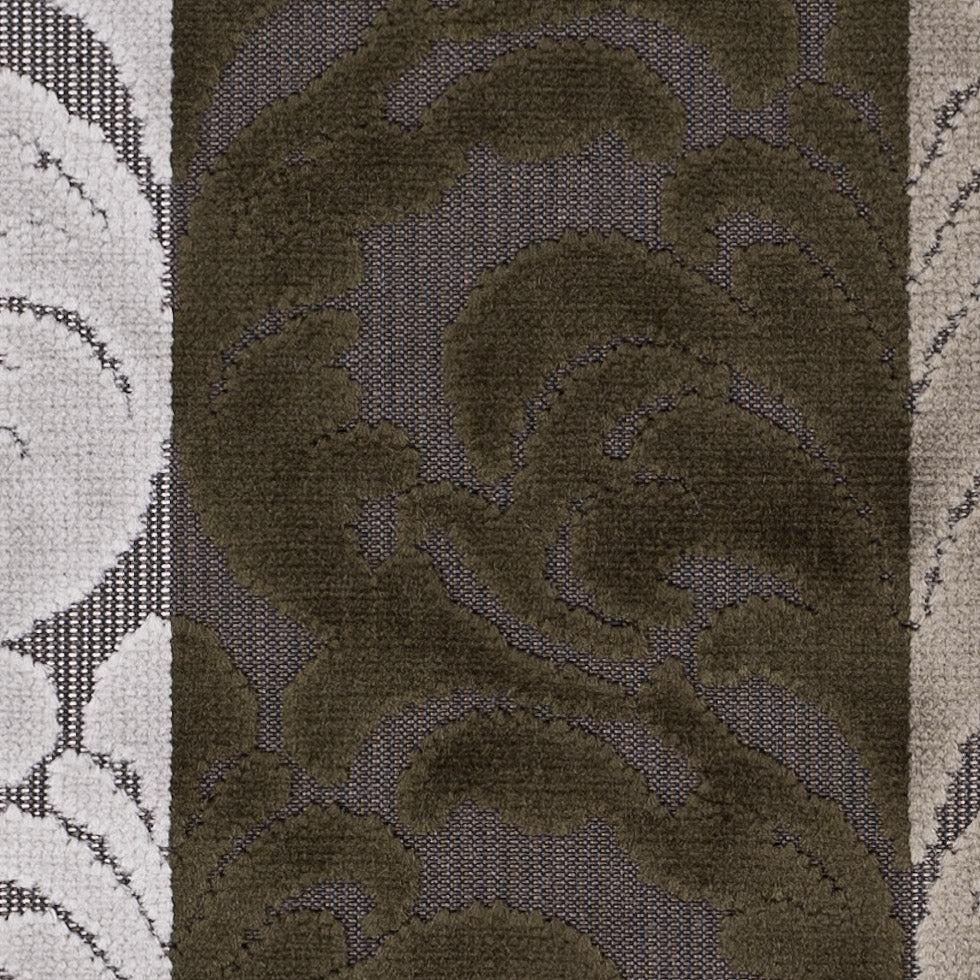Browns and Chartreuse Striped/Floral Cut Velvet - Detail Browns and Chartreuse Striped/Floral Cut Velvet - Detail