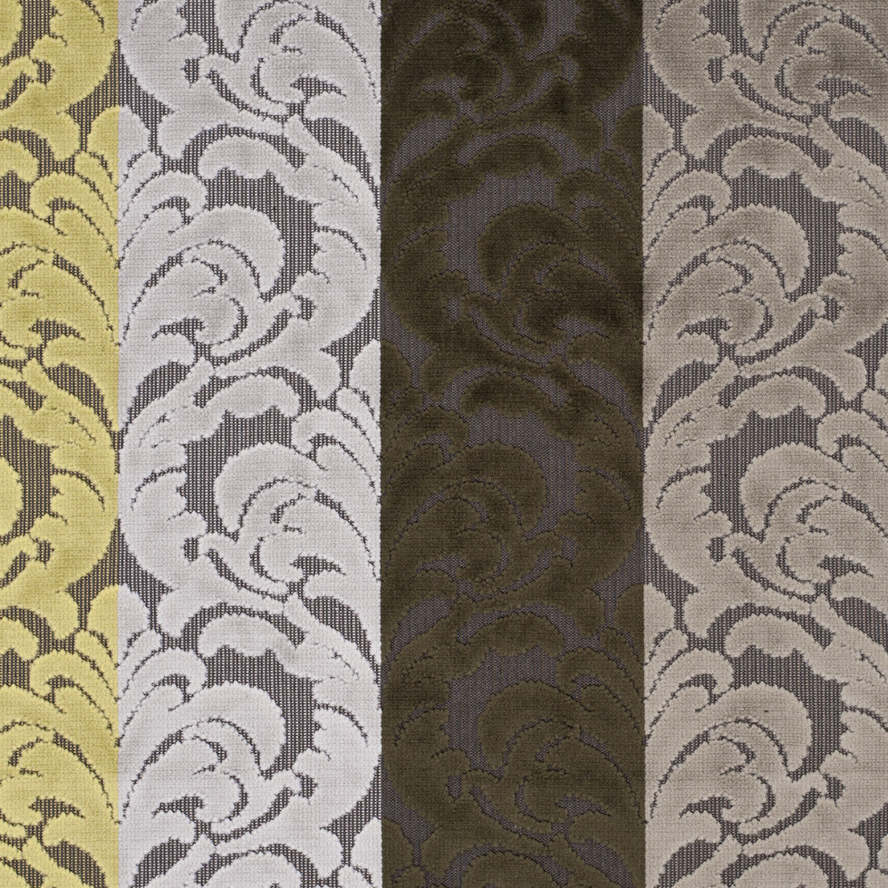 Browns and Chartreuse Striped/Floral Cut Velvet Browns and Chartreuse Striped/Floral Cut Velvet