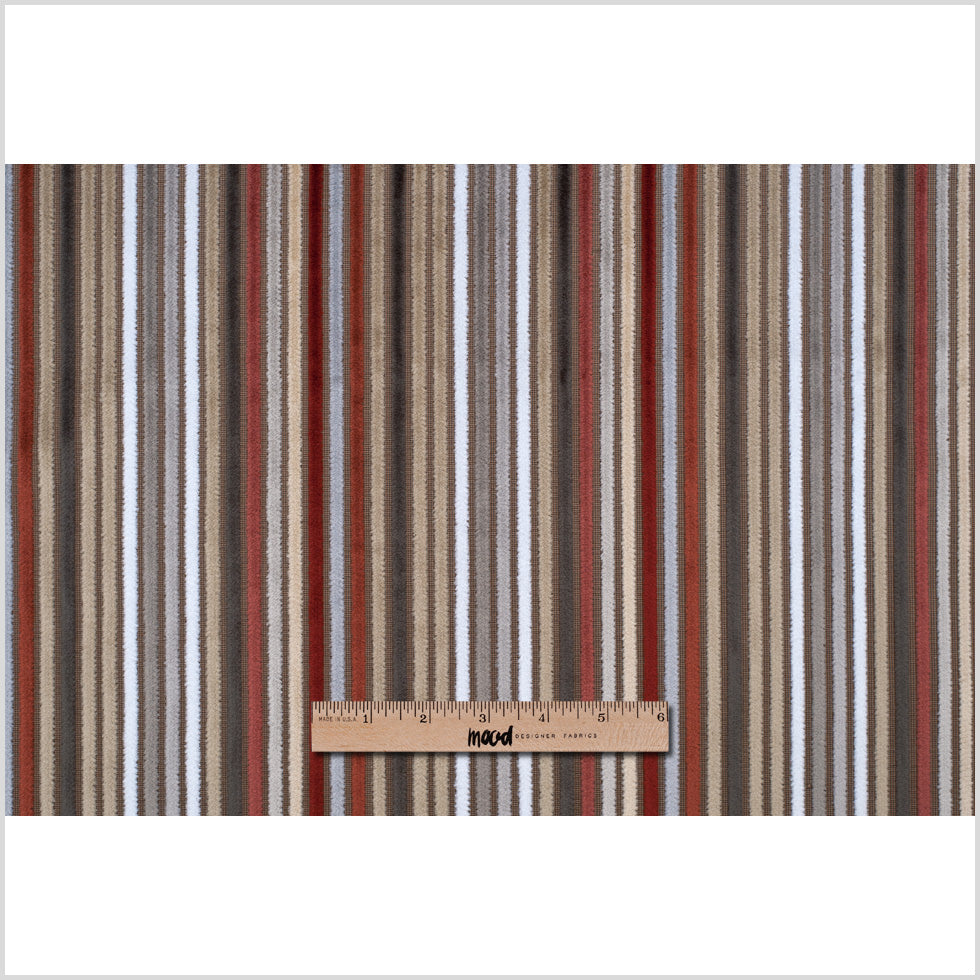 Beige and Rust Striped Velvet Full Beige and Rust Striped Velvet Full