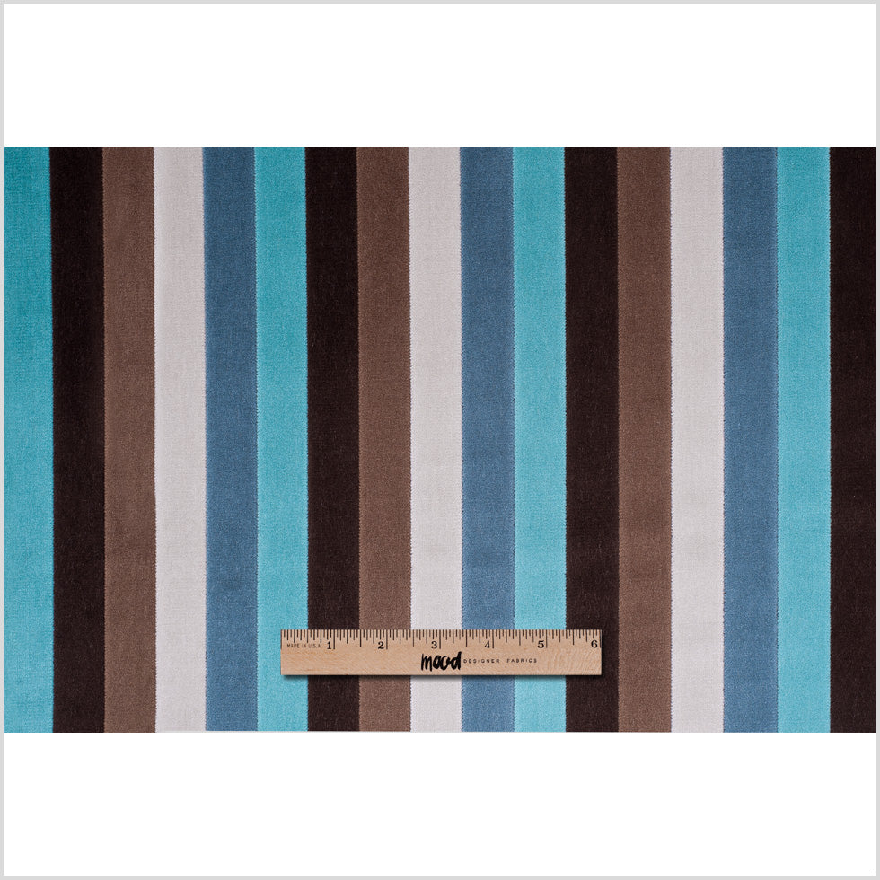 Brown and Aqua Striped Velvet - Full Brown and Aqua Striped Velvet - Full