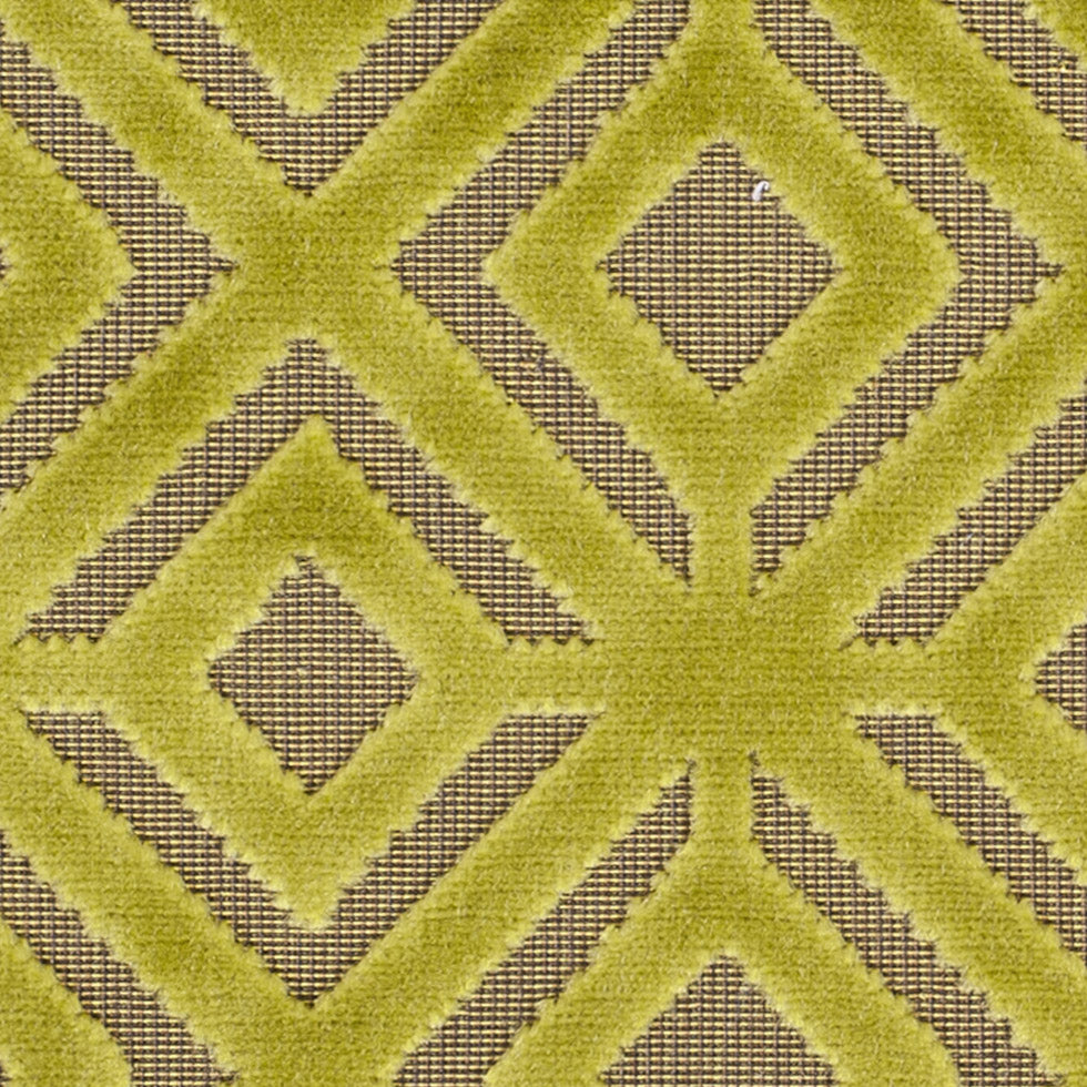 Chartreuse Geometric Cut Velvet - Detail Chartreuse Geometric Cut Velvet - Detail