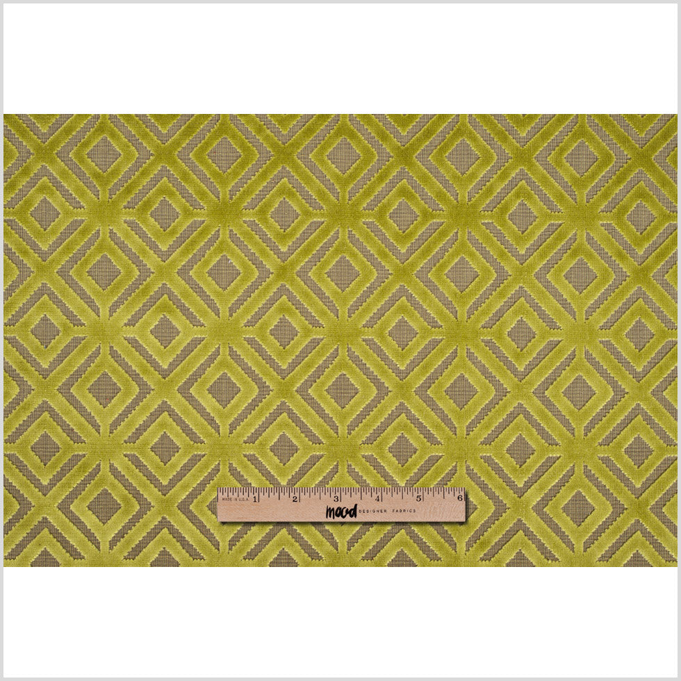 Chartreuse Geometric Cut Velvet - Full Chartreuse Geometric Cut Velvet - Full