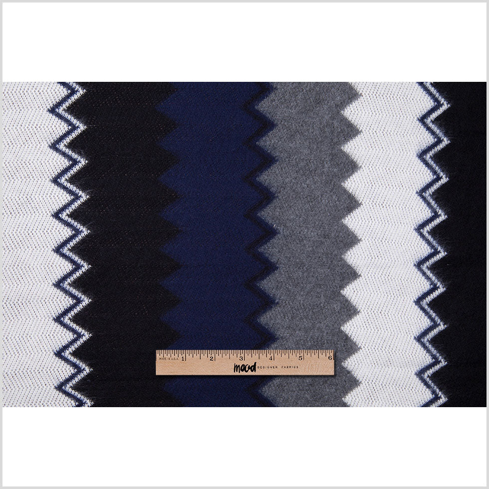 Navy, Black and Gray Big Zig Zags Soft Sweater Knit - Full Navy, Black and Gray Big Zig Zags Soft Sweater Knit - Full