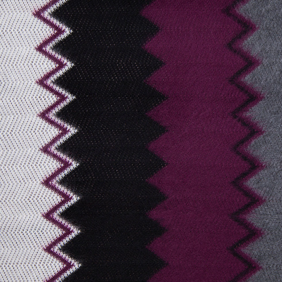 Deep Grape and Gray Big Zig Zags Soft Sweater Knit Deep Grape and Gray Big Zig Zags Soft Sweater Knit