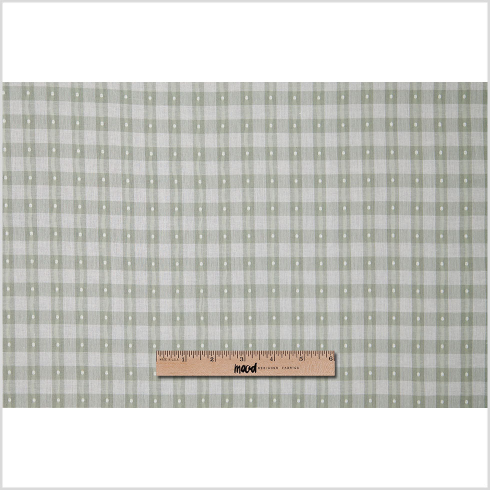 Moss Green Checked Cotton Shirting - Full Moss Green Checked Cotton Shirting - Full