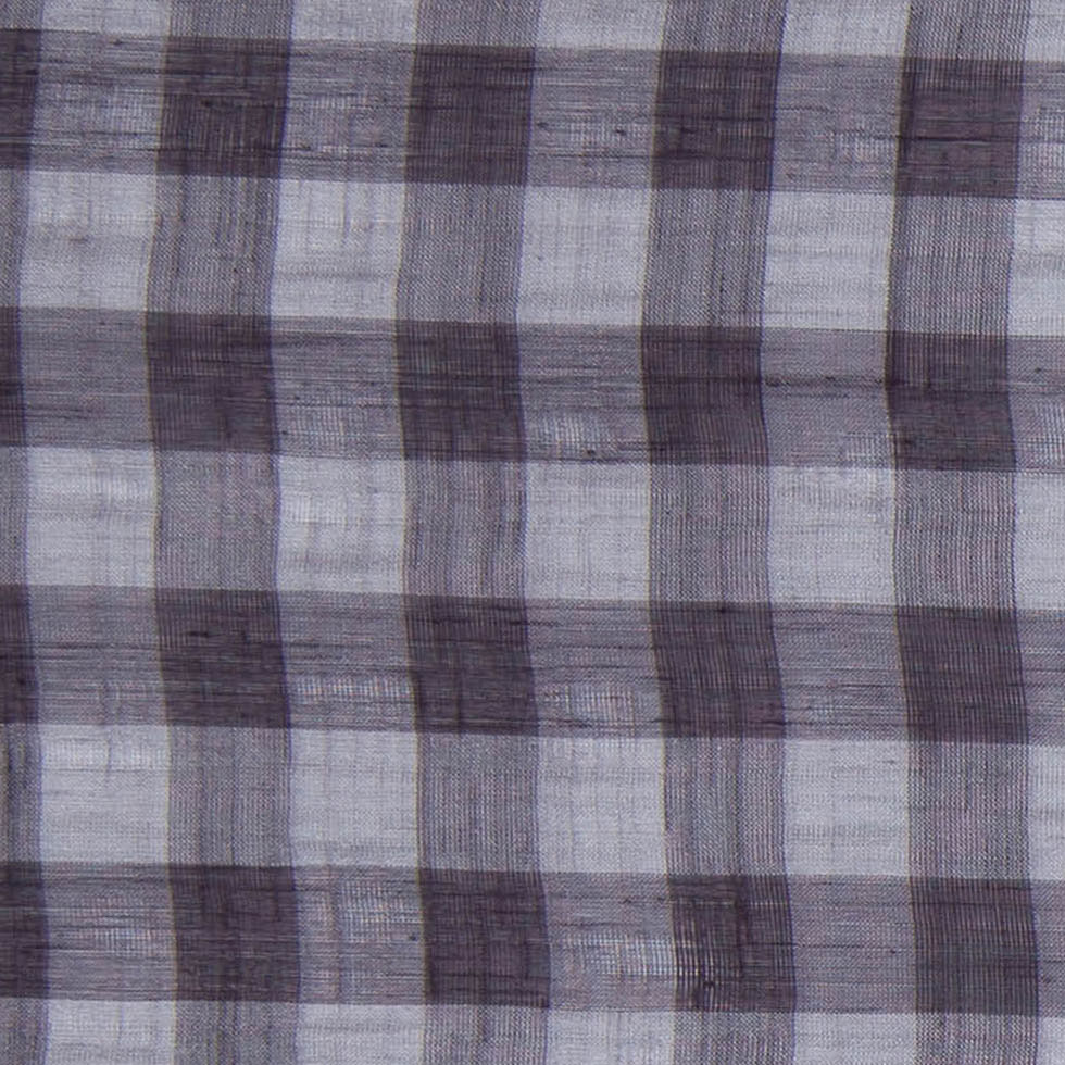 Slate Gray and Black Checked Semi-Sheer Poly Shirting - Detail Slate Gray and Black Checked Semi-Sheer Poly Shirting - Detail