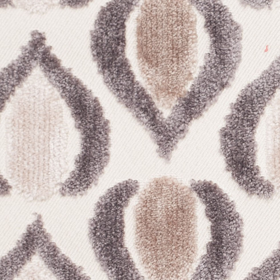 Gray/Ivory Geometric Cut Polyester-Viscose Velvet Detail Gray/Ivory Geometric Cut Polyester-Viscose Velvet Detail