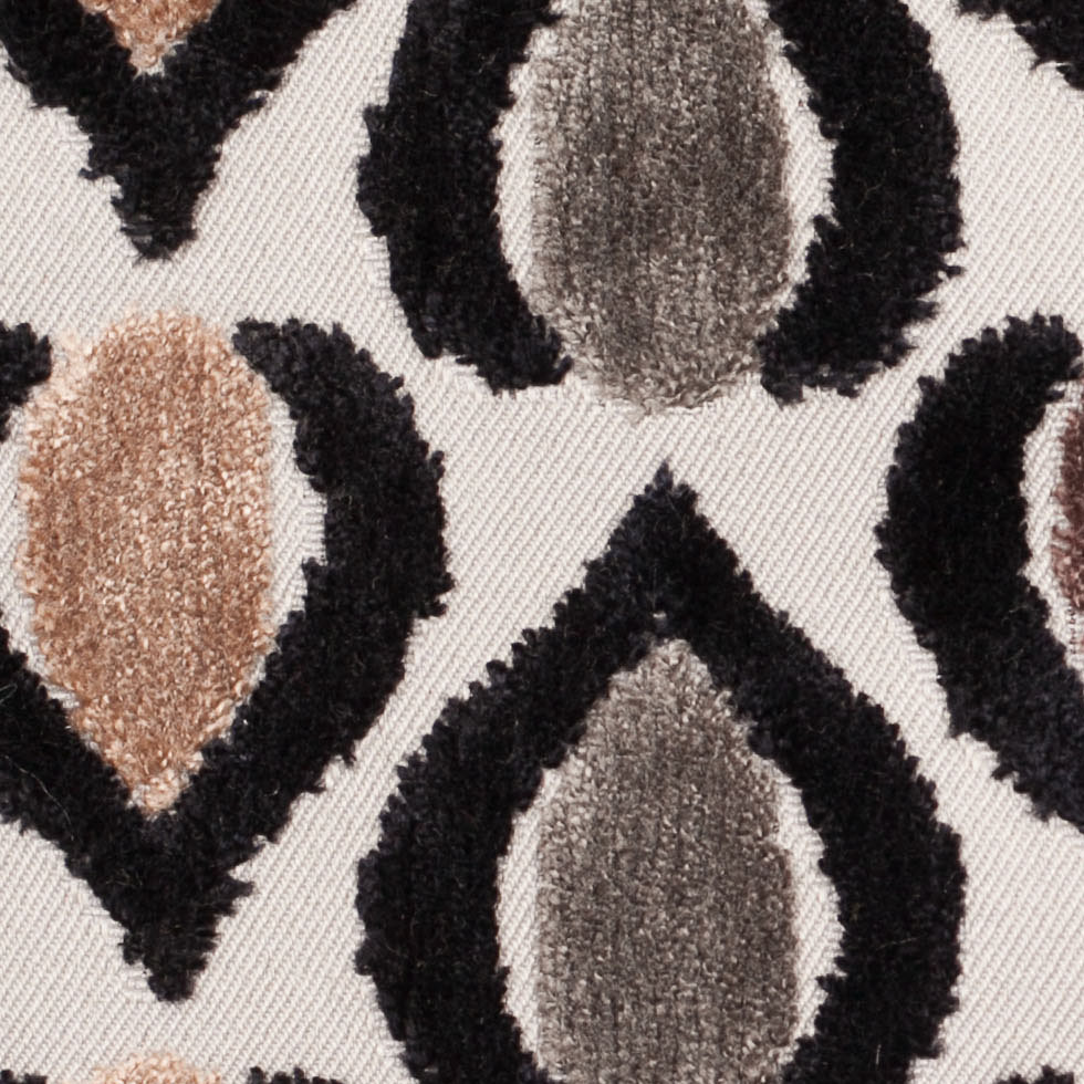Gray/Brown Geometric Cut Polyester-Viscose Velvet - Detail Gray/Brown Geometric Cut Polyester-Viscose Velvet - Detail