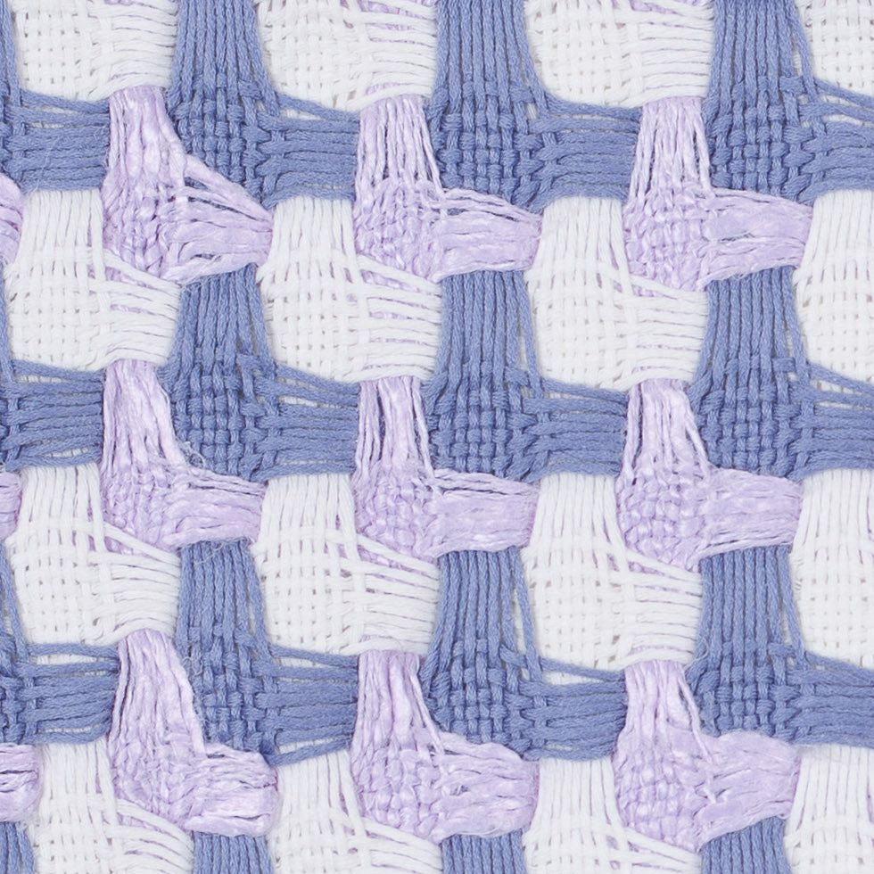 Italian Lavender and Ivory Cotton Novelty Houndstooth Woven Detail Italian Lavender and Ivory Cotton Novelty Houndstooth Woven Detail