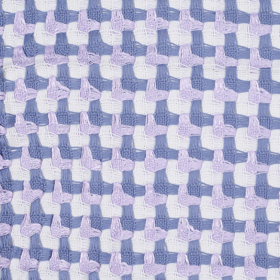 Italian Lavender and Ivory Cotton Novelty Houndstooth Woven Italian Lavender and Ivory Cotton Novelty Houndstooth Woven