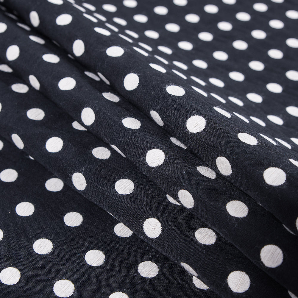 Black and Ivory Polka Dotted Embroidered Woven - Folded Black and Ivory Polka Dotted Embroidered Woven - Folded