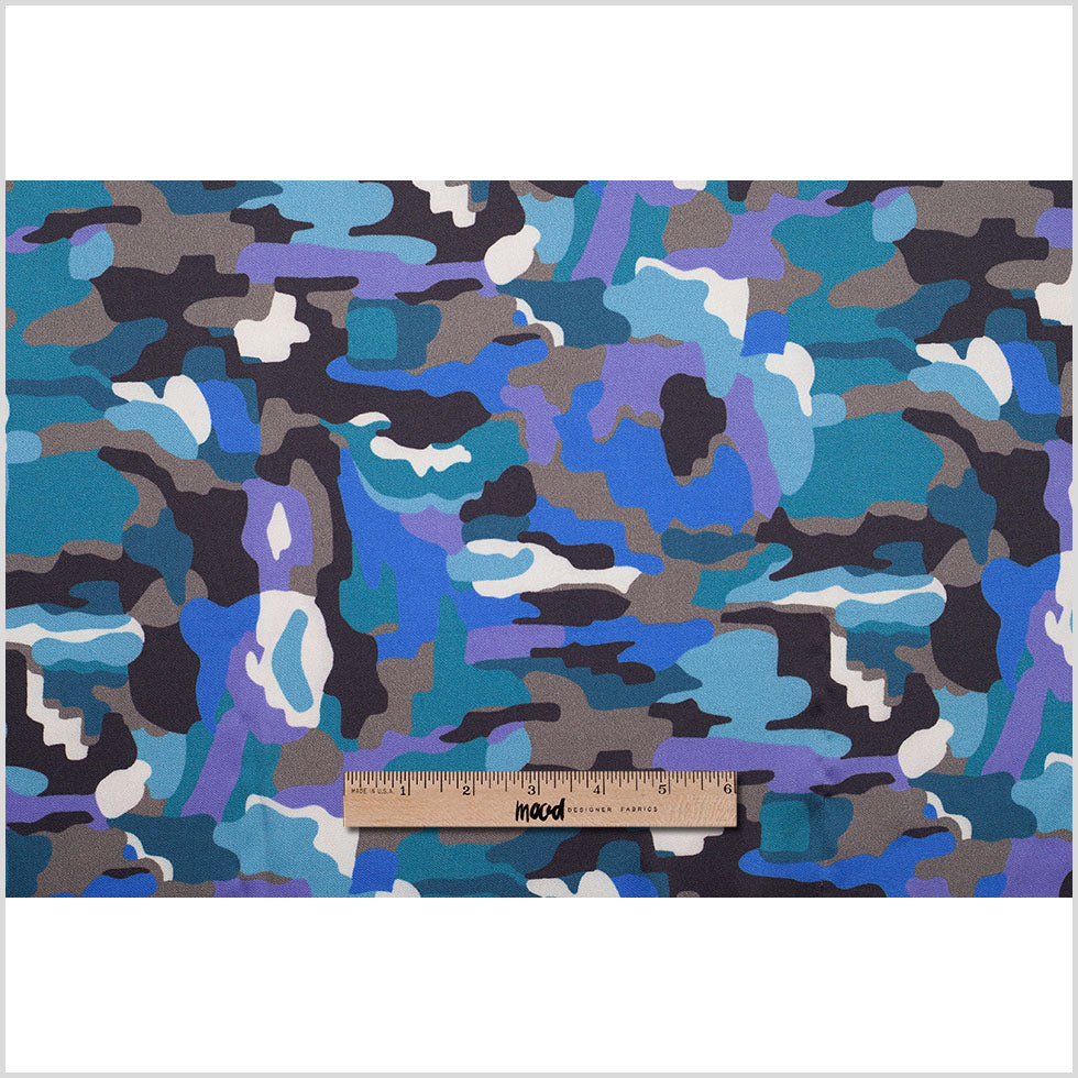 NYC Designer Teal Camo Poly Charmeuse Full NYC Designer Teal Camo Poly Charmeuse Full