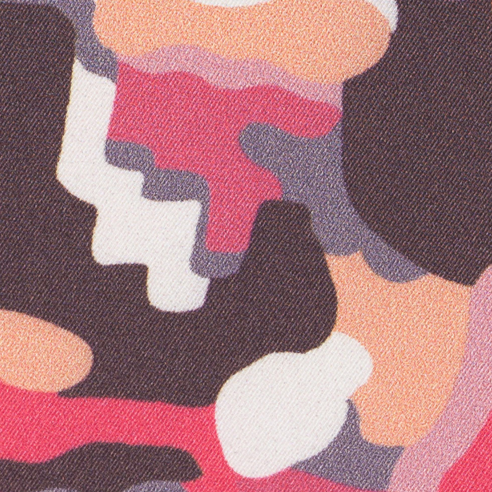 NYC Designer Peach Camo Poly Charmeuse - Detail NYC Designer Peach Camo Poly Charmeuse - Detail
