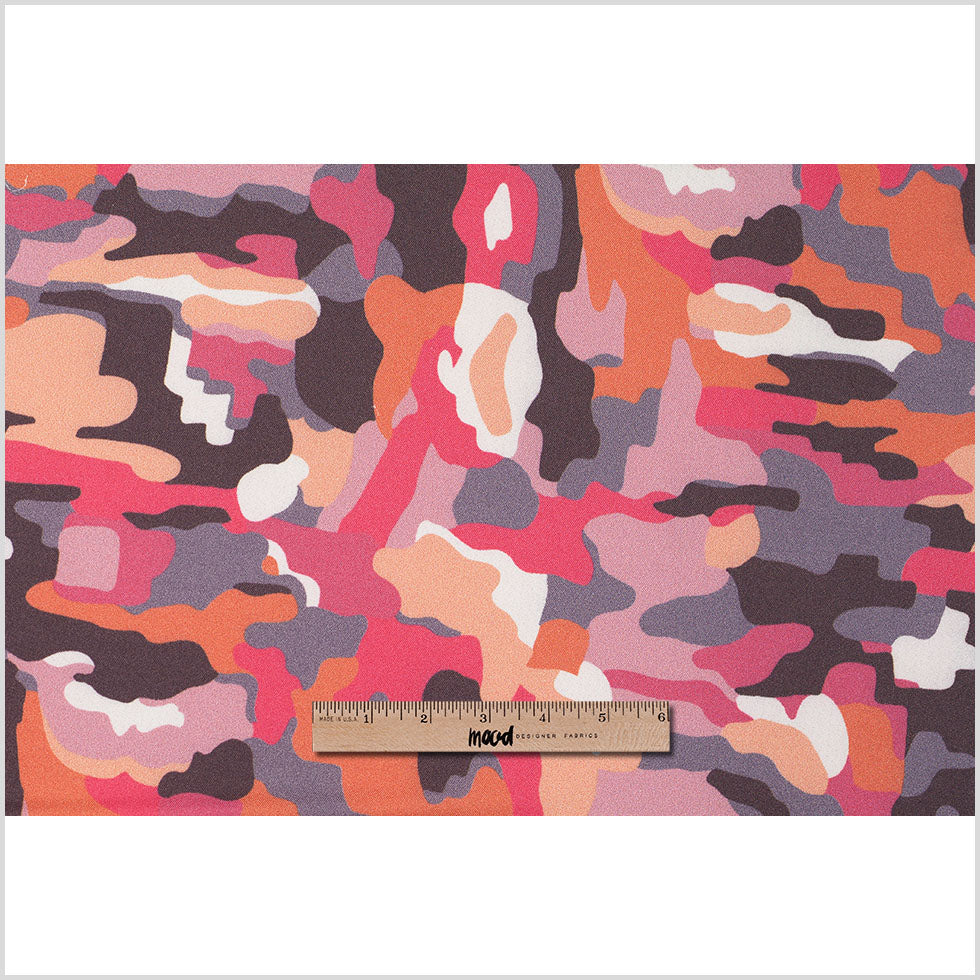 NYC Designer Peach Camo Poly Charmeuse - Full NYC Designer Peach Camo Poly Charmeuse - Full