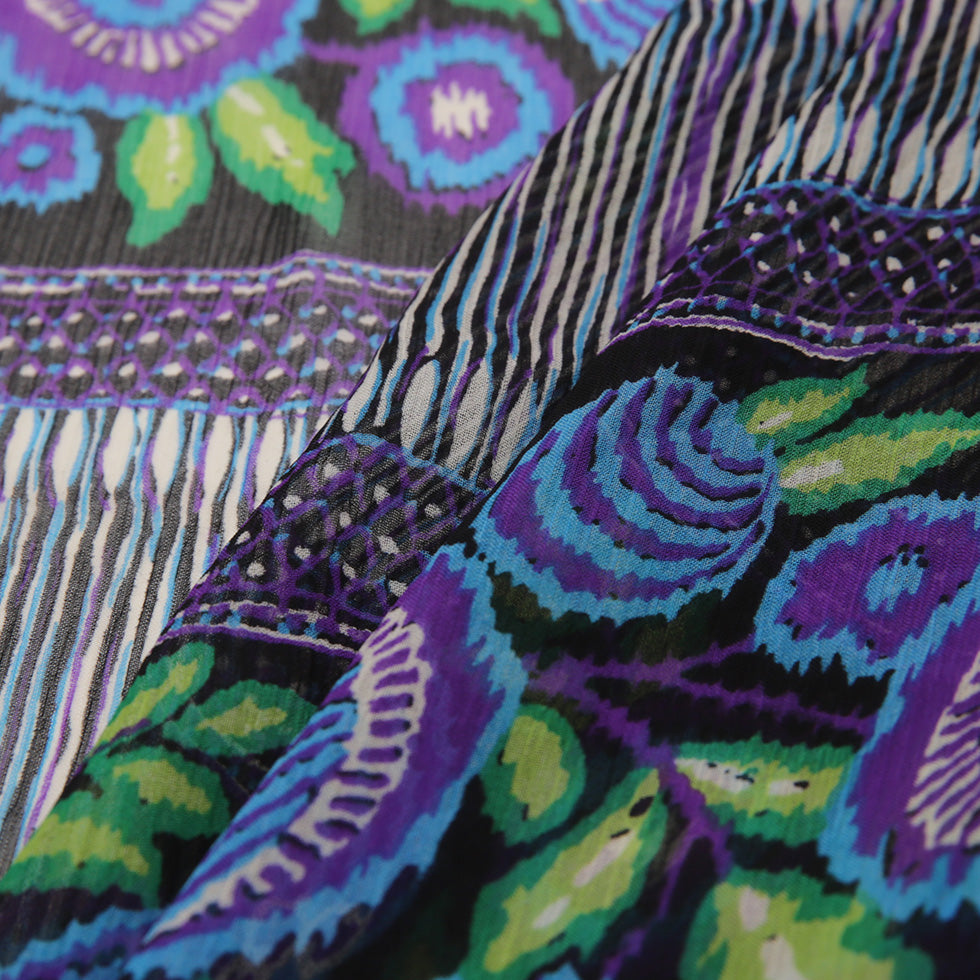 Famous Designer Silk Chiffon Floral Panel Print Folded Famous Designer Silk Chiffon Floral Panel Print Folded