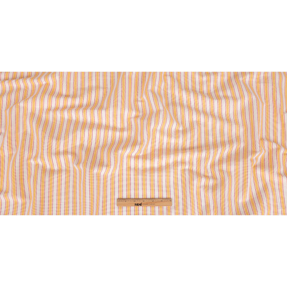 Citrus Yellow, Rose and White Striped Handwoven Cotton - Full Citrus Yellow, Rose and White Striped Handwoven Cotton - Full