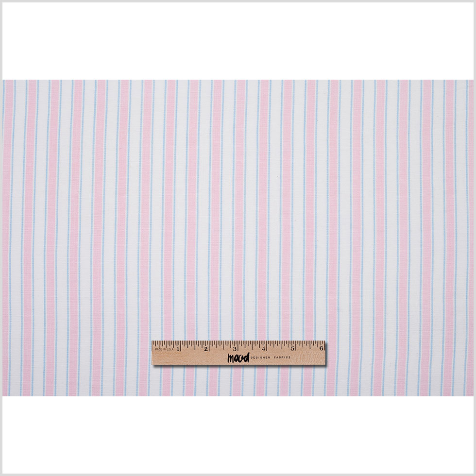 Baby Pink, Blue and White Striped Handwoven Cotton - Full Baby Pink, Blue and White Striped Handwoven Cotton - Full