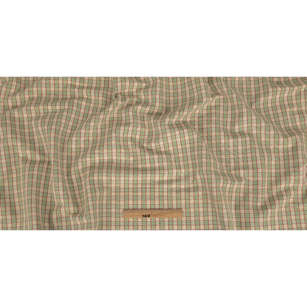 Mint Green and Red Checked Handwoven Cotton - Full Mint Green and Red Checked Handwoven Cotton - Full