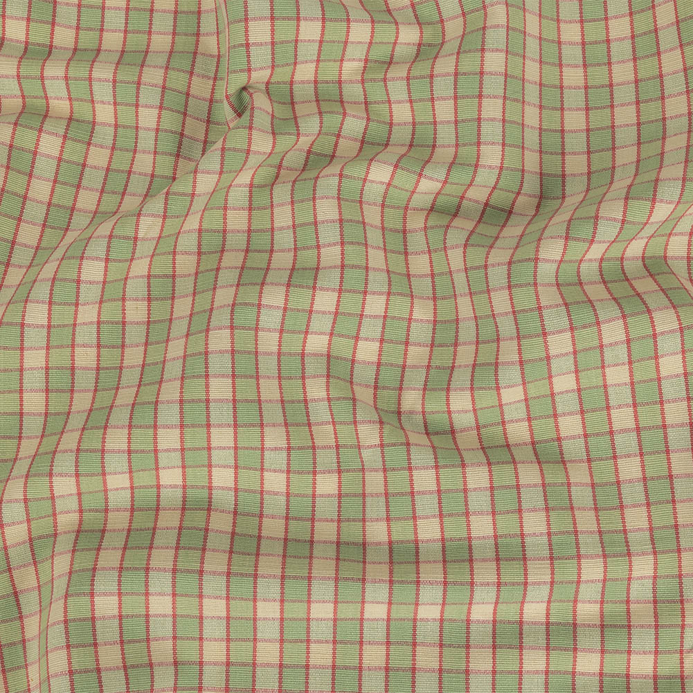 Mint Green and Red Checked Handwoven Cotton Mint Green and Red Checked Handwoven Cotton